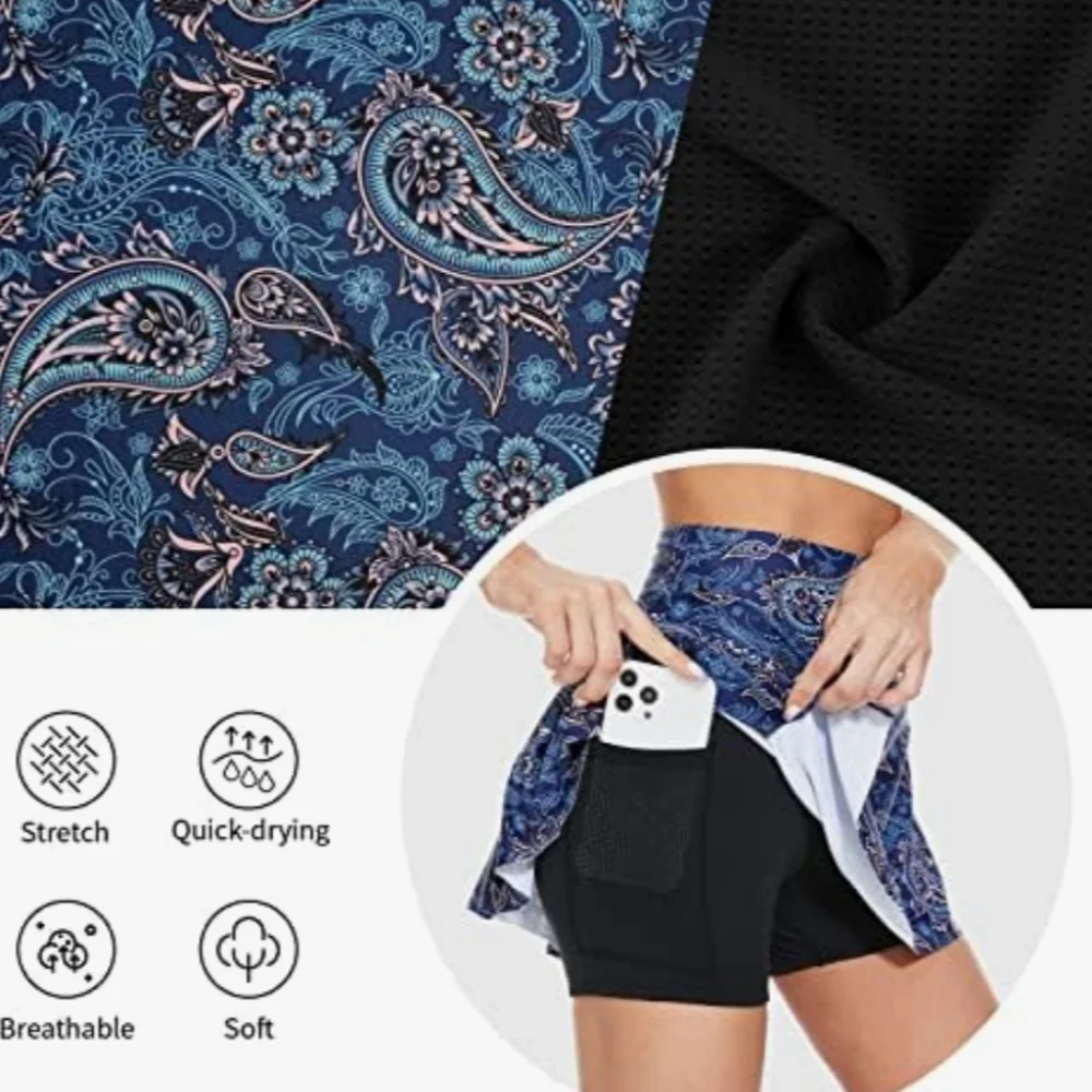 5x$25 Blue Paisley Tennis Pickle Ball Golf Skirt Xl XXL